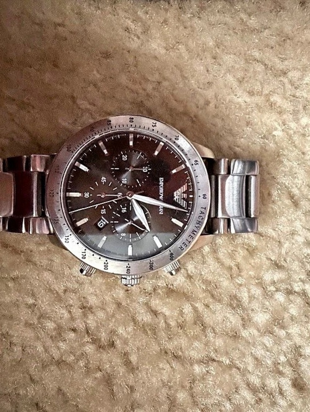 Emporio Armani Renato Chronograph Black Dial Men's Watch AR2434 Watch Silver &
